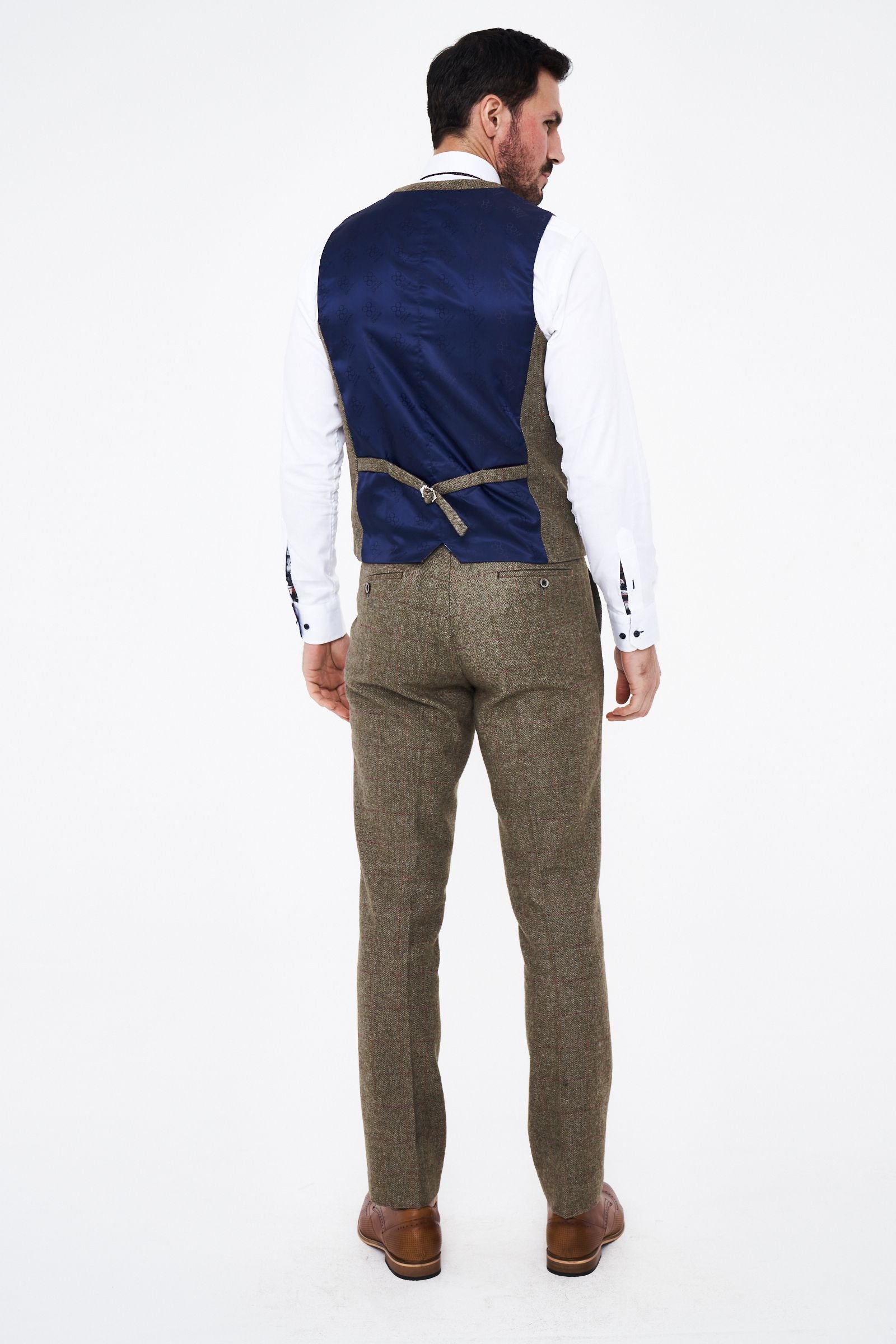 House of Cavani Gaston Sage Tweed Three Piece Suit