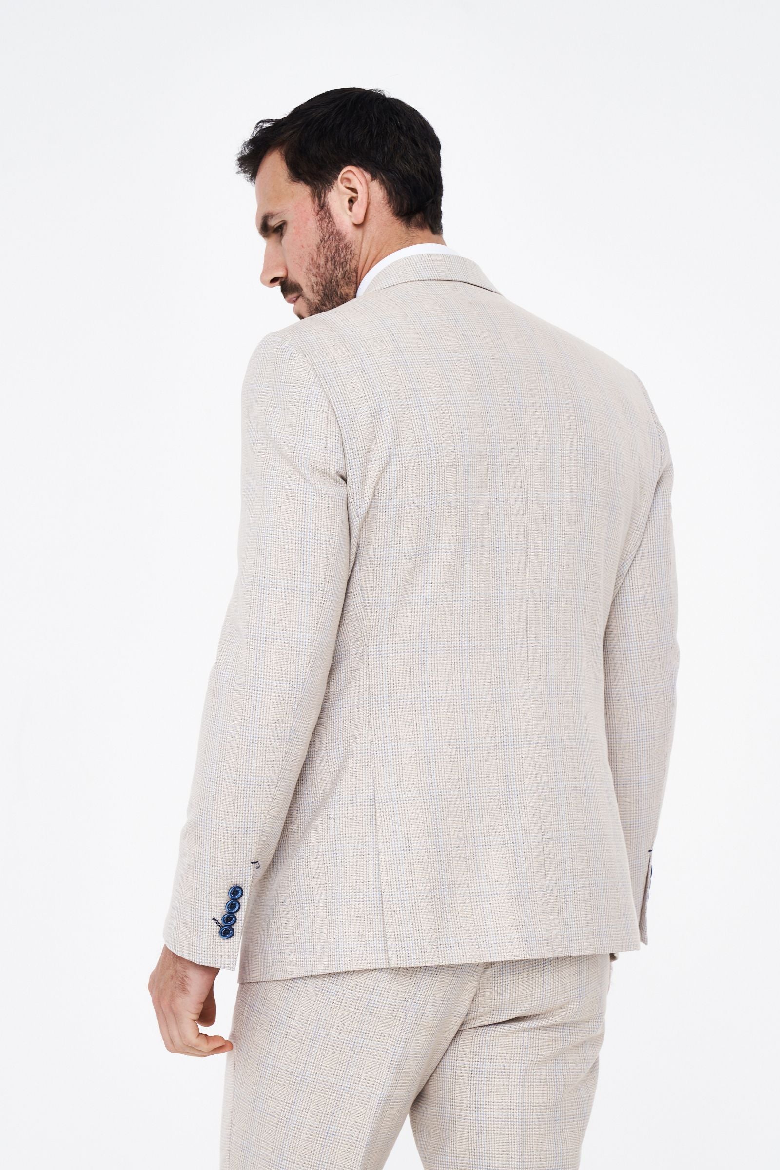 House of Cavani Caridi Beige Short Check Three Piece Suit
