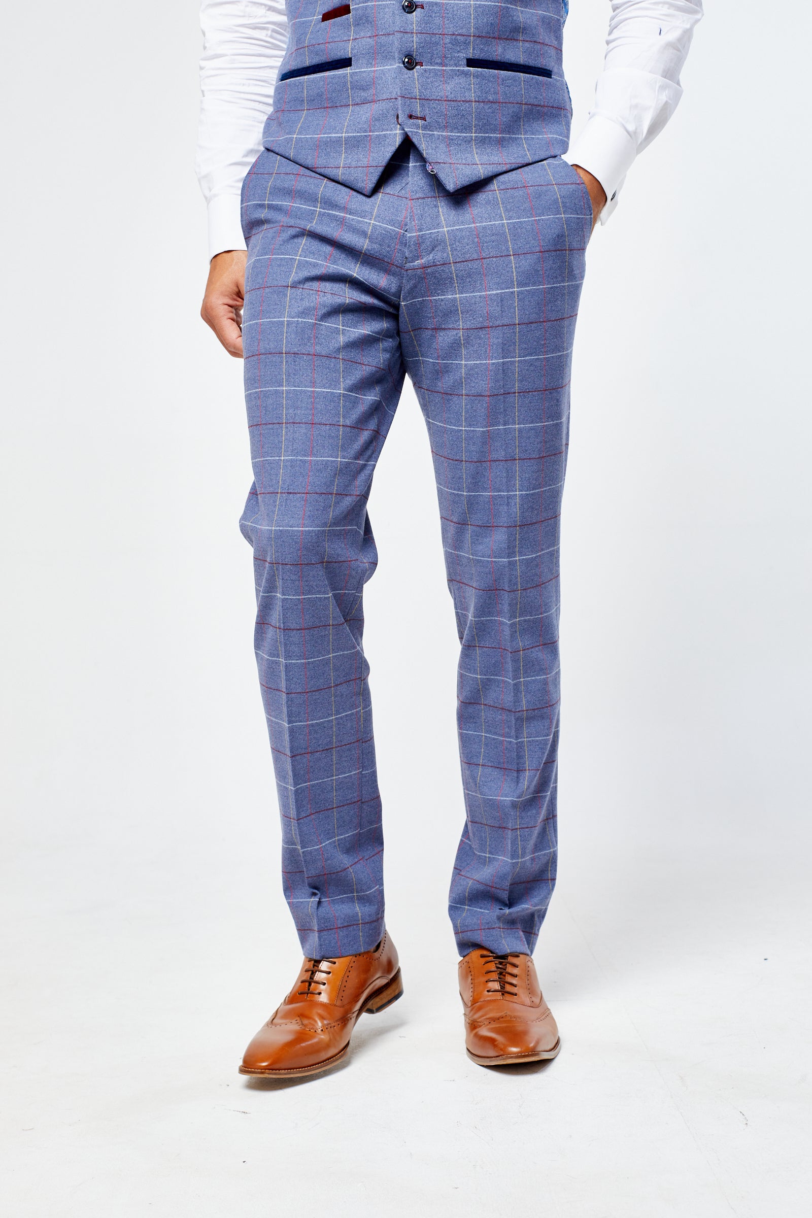 Drake - Sky Blue Check Three Piece Suit