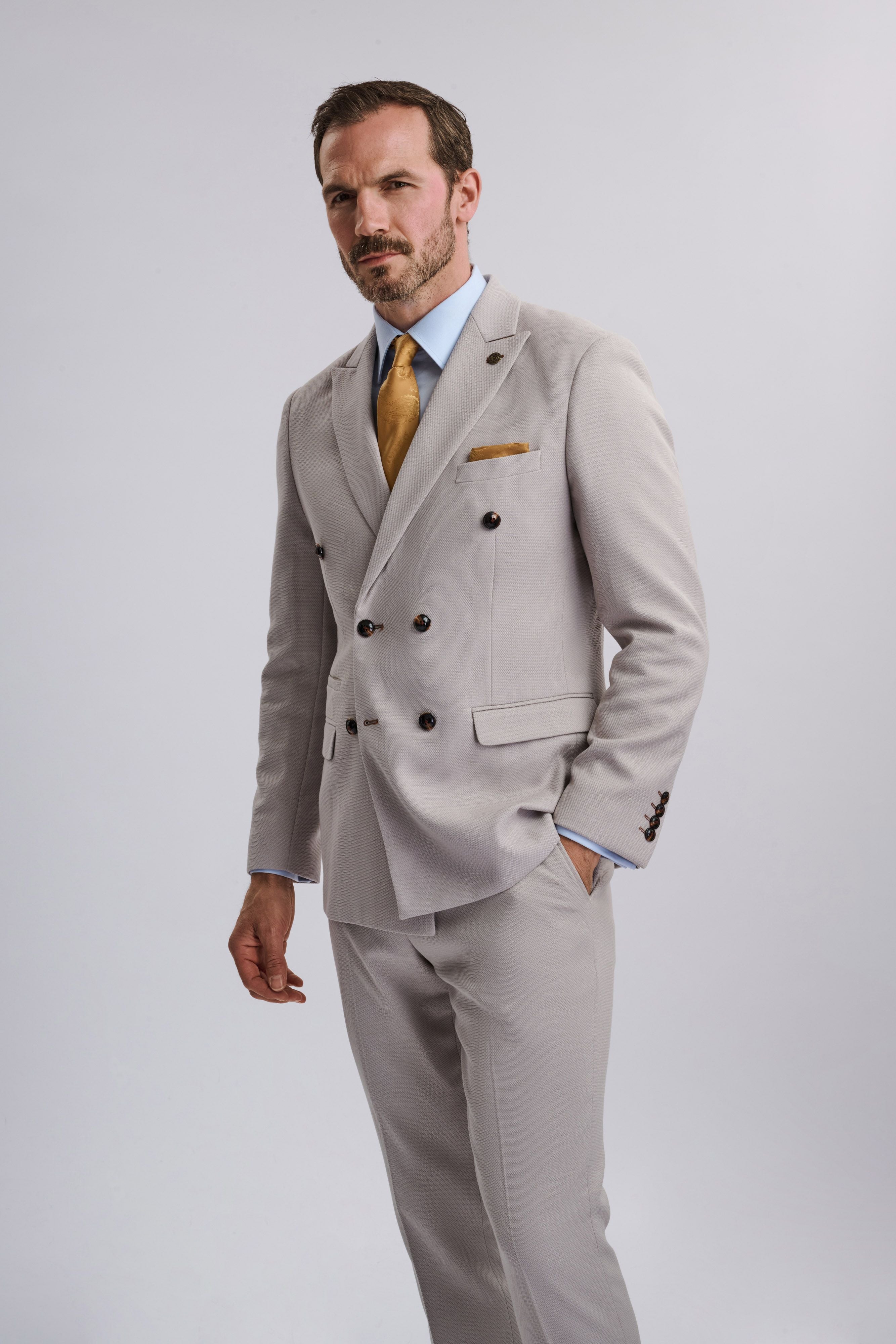 HM5 - Stone Double-Breasted Two Piece Suit