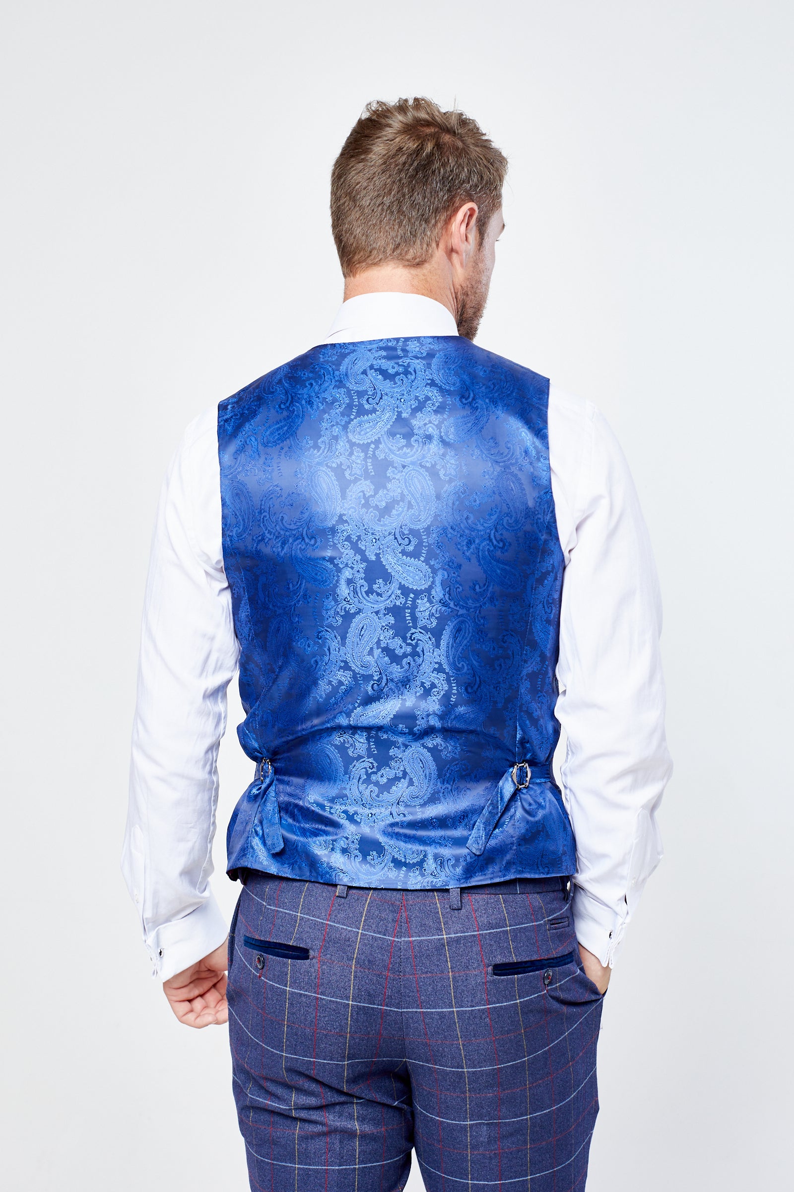 Drake - Navy Check Three Piece Suit