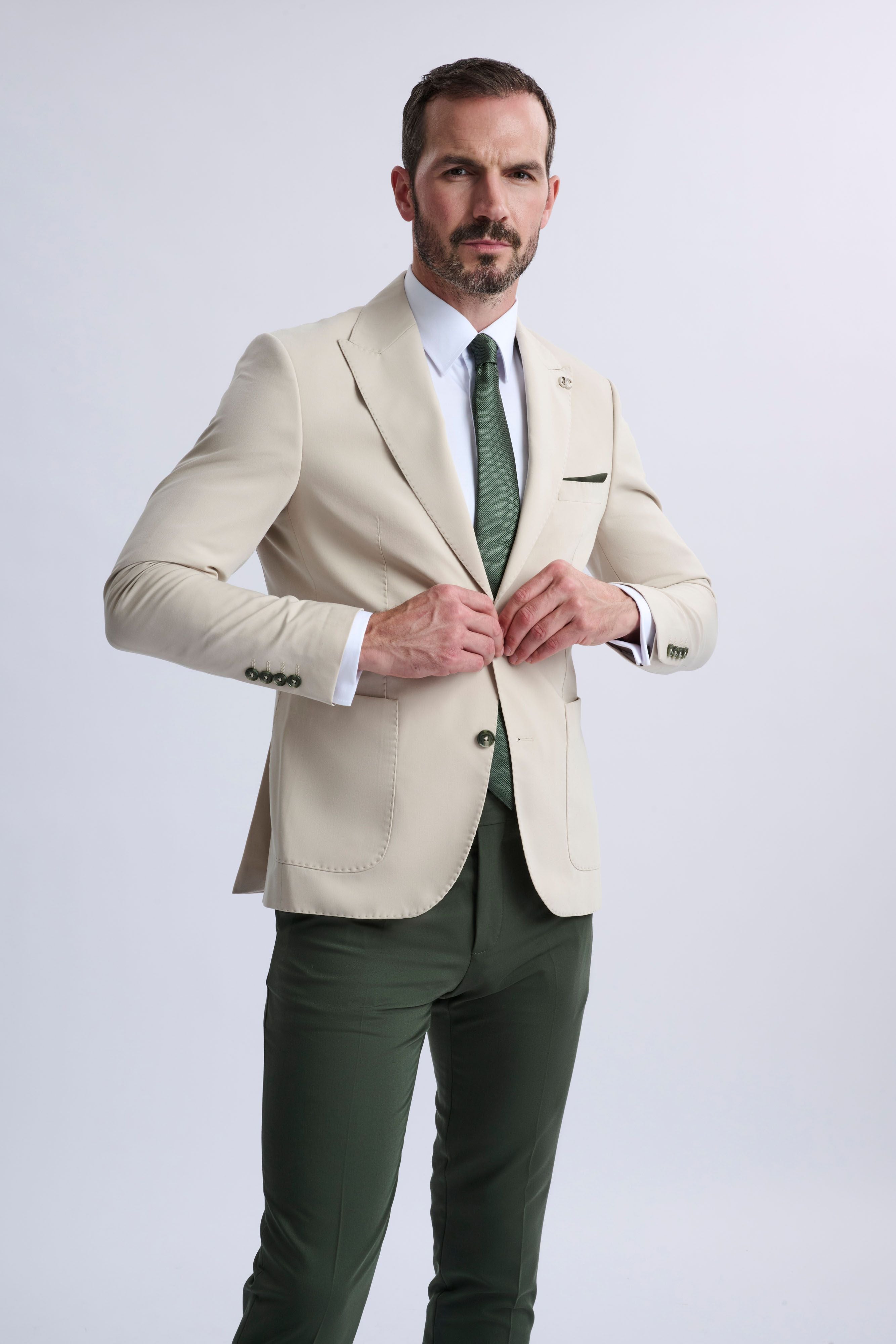 Marcello Single-Breasted Blazer with Khaki Trousers