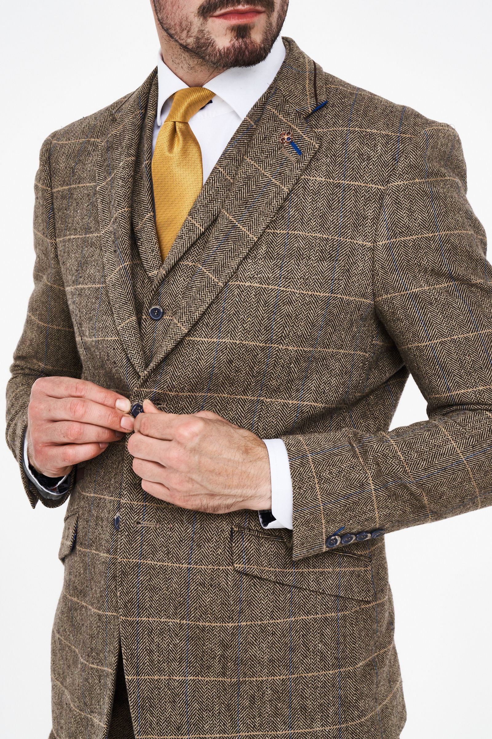 House of Cavani Albert Brown Tweed Three Piece Suit