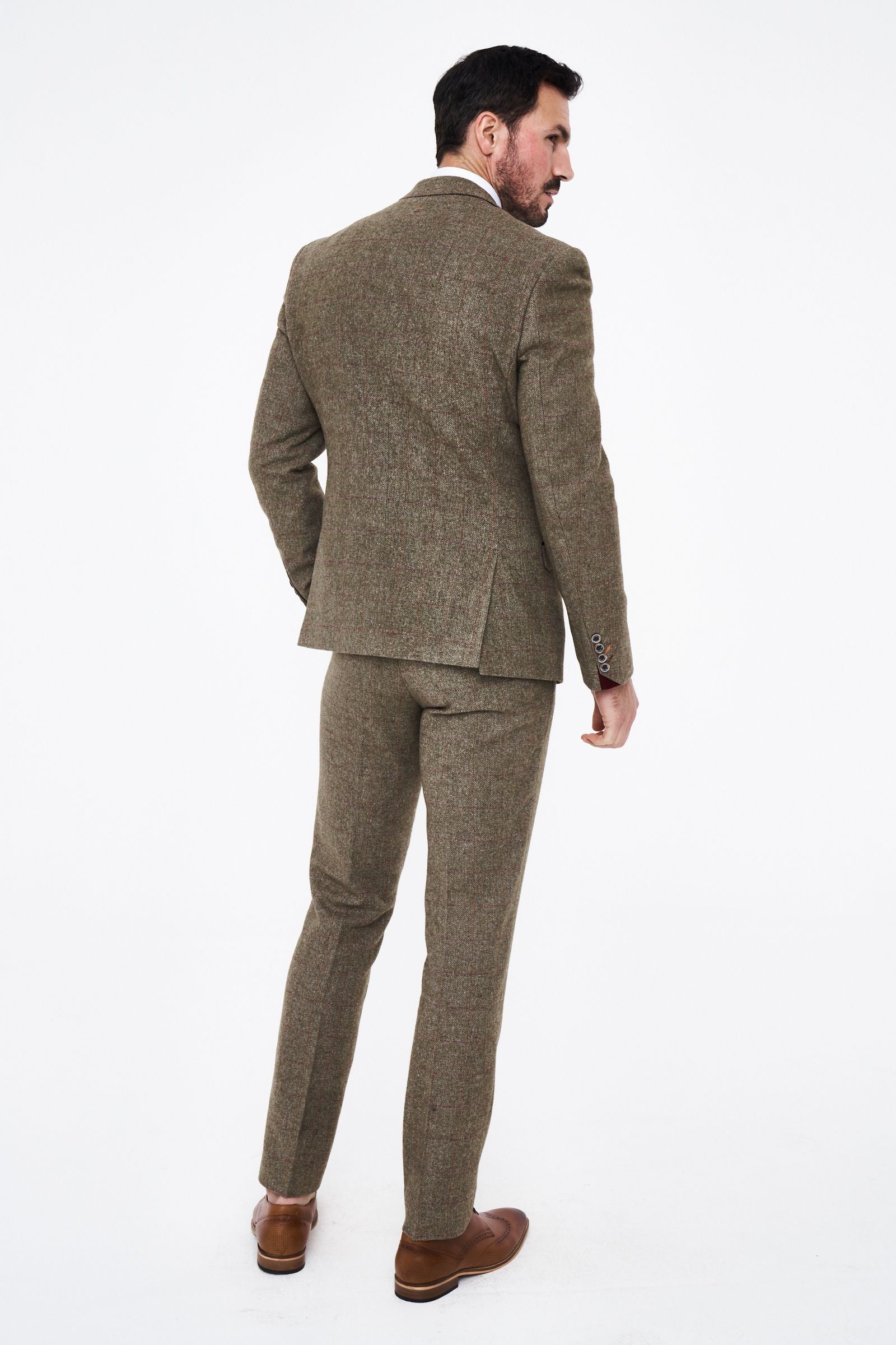 House of Cavani Gaston Sage Tweed Three Piece Suit