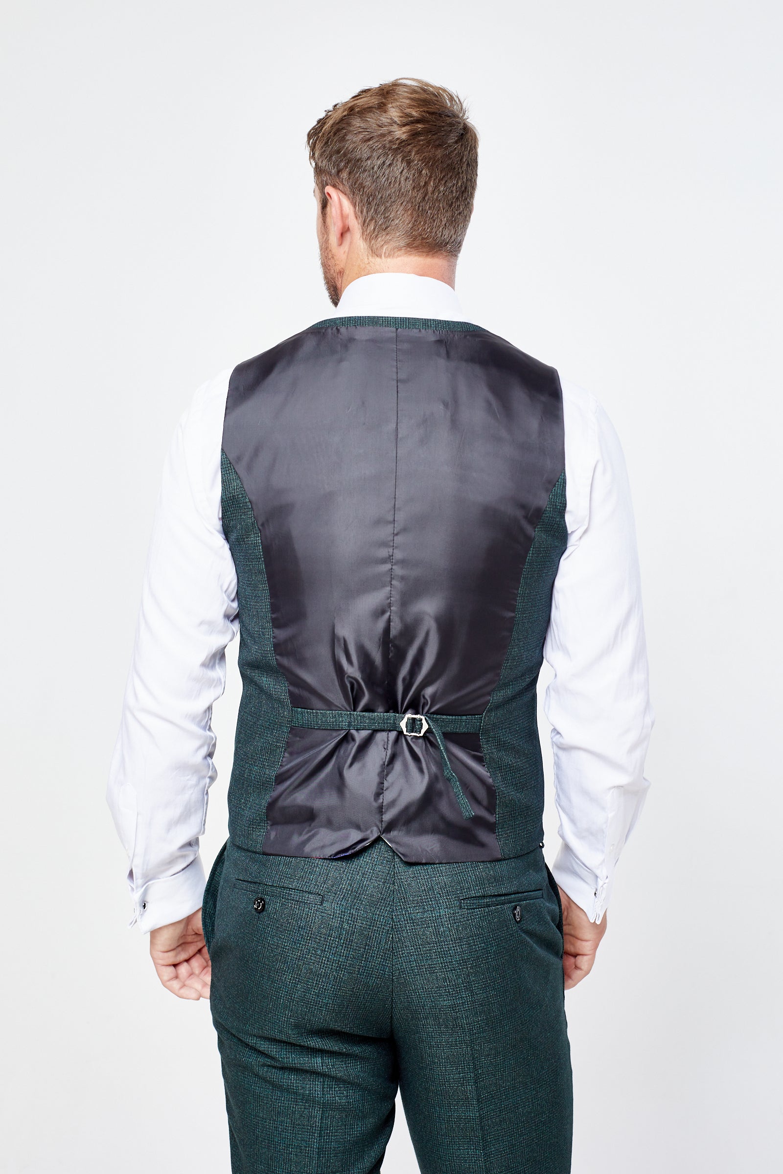 Caridi Olive Check Three Piece Suit