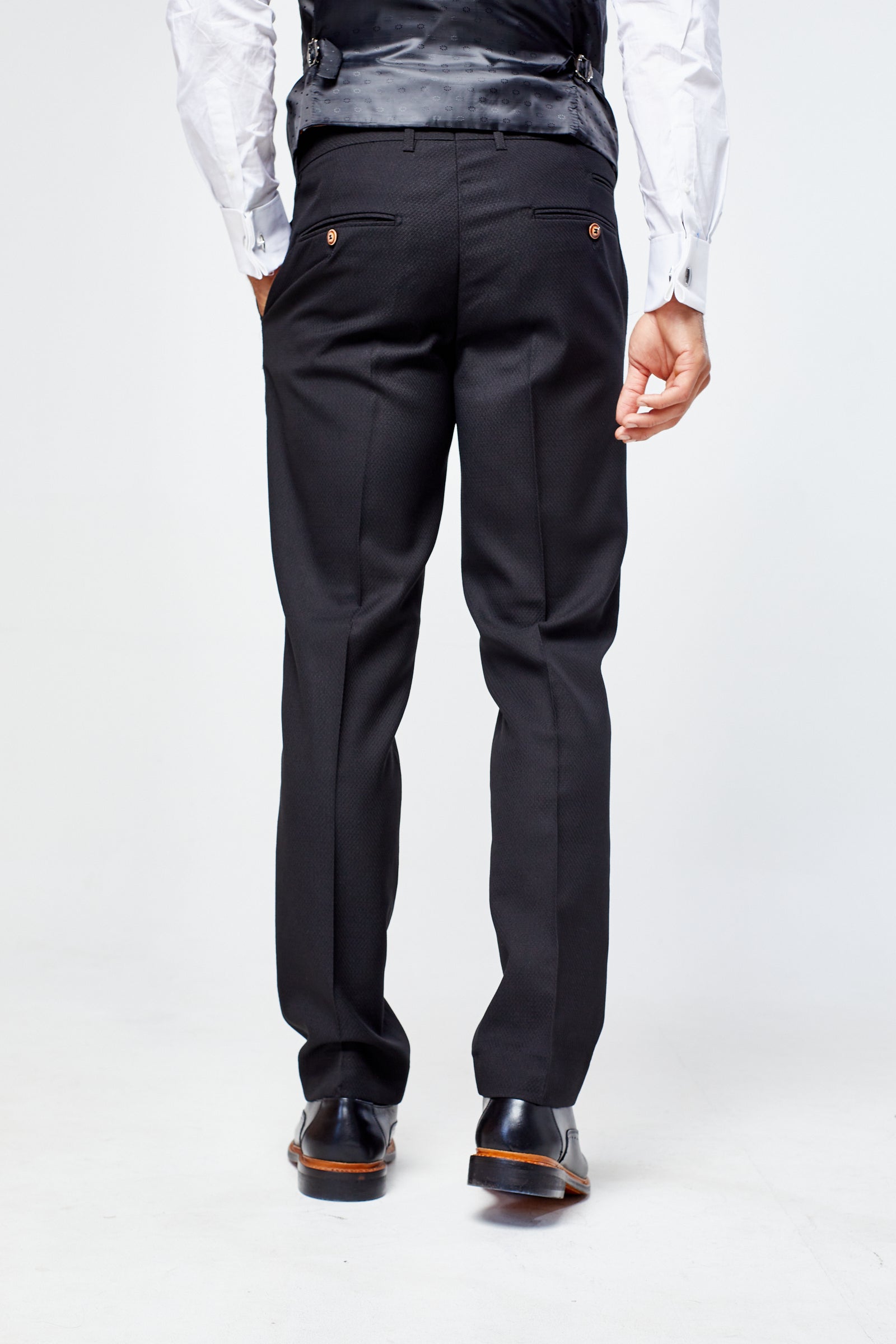 Max - Black Three Piece Suit with Contrast Buttons